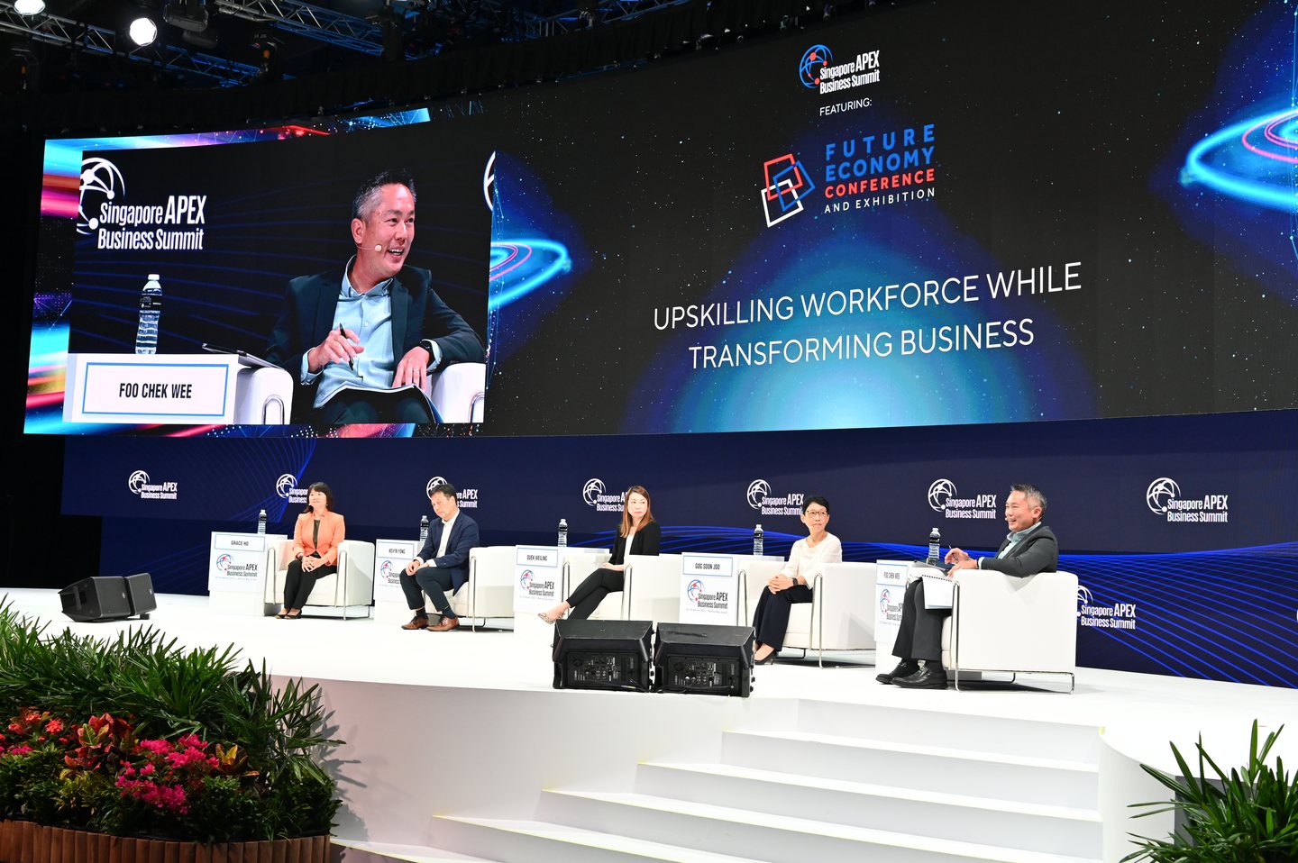 Foo Chek Wee speaking during a panel at the Singapore APEX Business Summit.