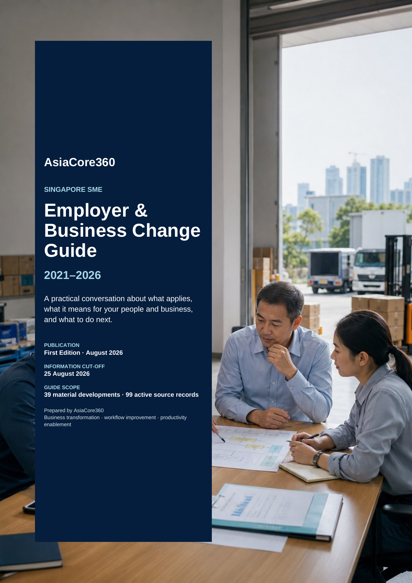 Cover of the Singapore SME Employer and Business Change Guide 2021 to 2026